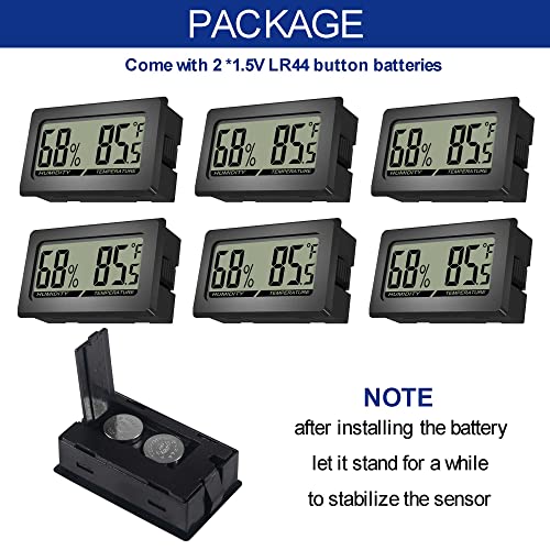 ALAMSCN 6kom Mini digitalni termometar higrometar unutrašnji Monitor mjerač temperature vlažnosti Fahrenheit displej za tegle za kućnu sobu
