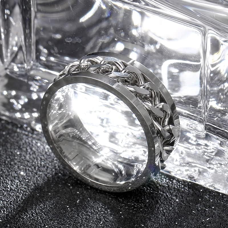 Koleso 8mm srebrni lančani prsten za muškarce i žene-45827