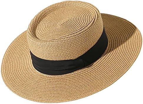 LANZOM UPF50 + Ženska široka podložna slama Panama Sun Hat Boater Ljeto Plaža Sun Hat