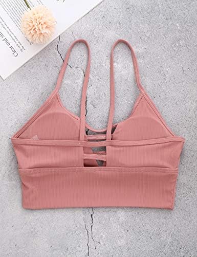 Angimelo Longline sportski grudnjak za žene Camisole Workout Yoga Crop Top Strappy Podstavljeni fitnes