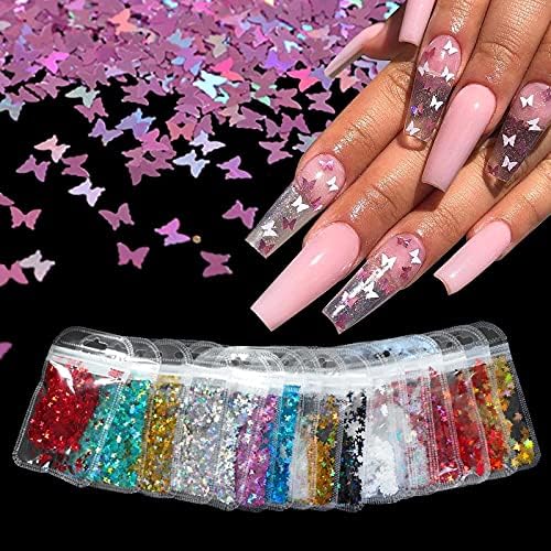 Nail Art dekoracije holografski leptir oblik zvijezda pahuljice Nail Art Glitter Micro Laser