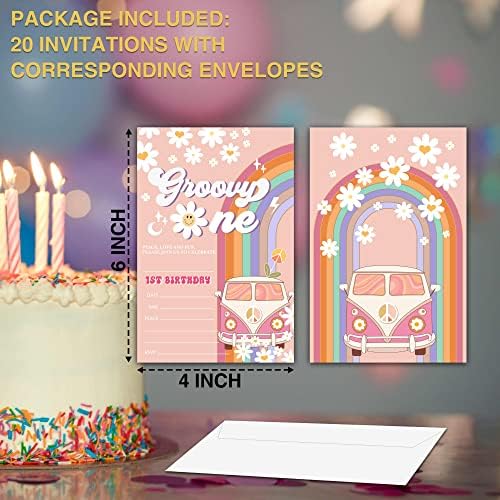 YQV rođendani, 4 X6 2. rođendana pozivnice sa kovertama za duginu dva grovna cvjetna dekoracija