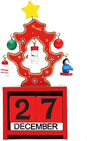 NOVMAY Božić odbrojavanje kalendar drveni blokovi Perpetual Desk kalendar sob snjegović Santa