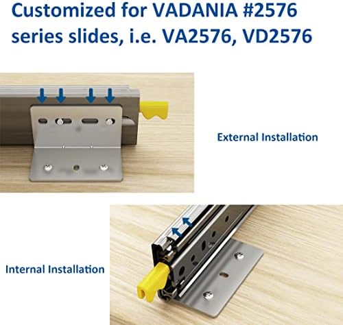 VADANIA Industrijska fioka za teške uslove rada Slide Set, VD2576 40 1-par & L nosači 10-Pakovanje, do 379lb nosivosti