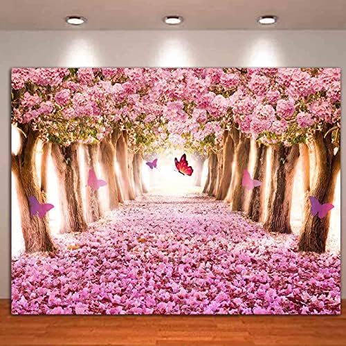 Blossom Cherry photography pozadina Sweet Pink Flowers Tree Floral latica Boulevard Photo Backdrops 7x5ft