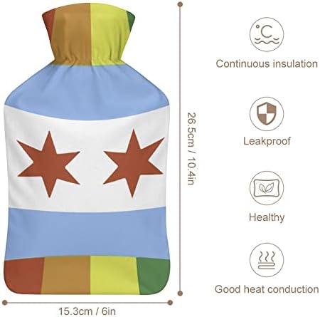 Chicago Pride flaša za toplu vodu sa duginim prugama sa mekanim plišanim poklopcem topla gumena