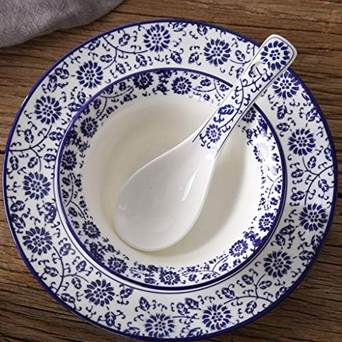 Kašike ručno oslikane plavom i bijelom porculane keramičke supe za kašiku sa domaćinstvim juhom kašika 10 komada 5,3 inča
