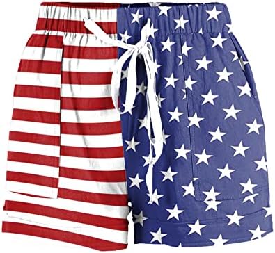 Ruiruilico Ženske kratke hlače za nezavisnost u SAD-u u Sjedinjenim Državama zastava elastične široke noge