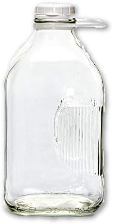 Dairy Shoppe 2 Qt heavy Glass Milk Bottle sa ručkom & kapa, 64 Oz, 1/2 Gal.