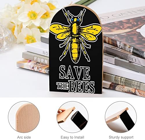 Sačuvajte Pčele štampane drvene knjige Završava Neklizajući dekor Bookend mali za kancelarijski dom 1 par