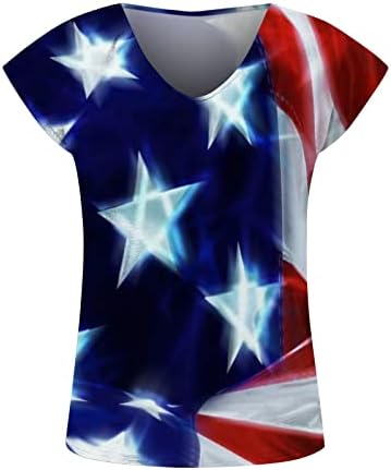 Ženske grafičke majice, žene Ljeto Vintage bluza Kratki rukav Američka zastava tiskane majice Trendy