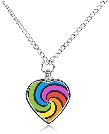 Rainbow Swirl pet urna ogrlica kremiranje srce privjesak spomen uspomena nakit za pse mačke pepeo žene