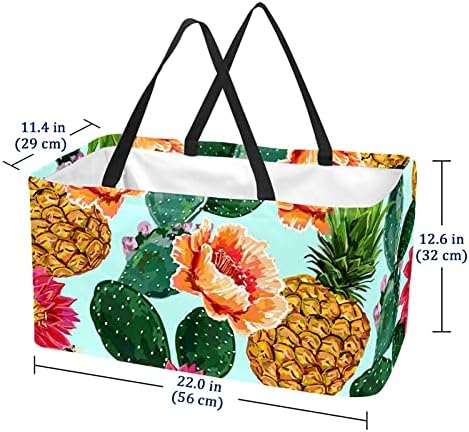 Lorvies torbe za višekratnu upotrebu cvjetni Tropski Cvjetajući kaktus sukulenti ananas sklopiva velika torba