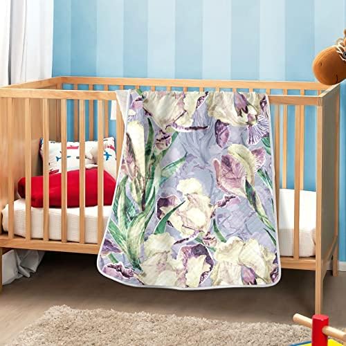 Junzan akvarel irises cvijeće apstraktno dečji ćebad za djevojke dječake pamučno bacanje pokrivač za novorođenčad darovi dječji dječji dječji kolica Dječji krevetić