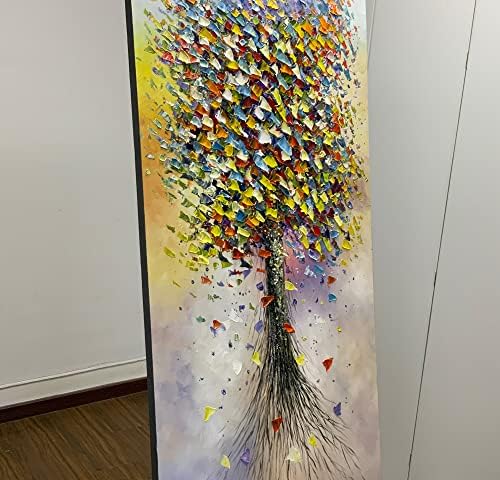 ART8YUQI slike - Moderna apstraktna slika šareno Drvo života platnena zidna Umjetnost veliki 3D uokvireni zidni dekor za dnevni boravak ured - 24x48 inča