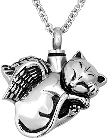 CoolJewelry urna ogrlica pepeo Kućni otisak privjesak za uspomenu mačka kremacija srce Memorijalni nakit sa kompletom za punjenje