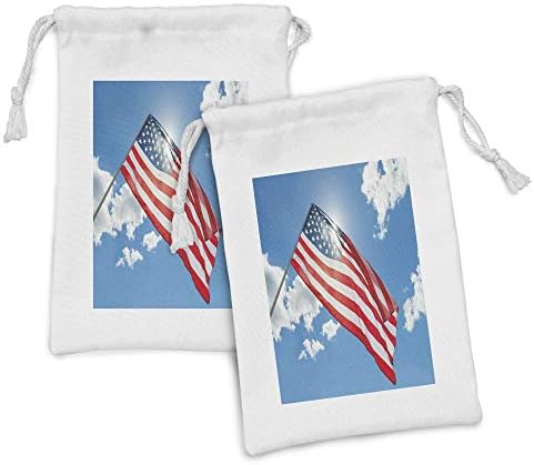Lunarble 4th jul Tkanina torba od 2, zastava Sjedinjenih Američkih Država mahajući u čistom plavom nebu, malom