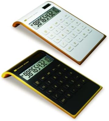 Yocosii Kalkulator, tanak elegantan dizajn, ured / kuća elektronika, kalkulator desnog pogona, solarna snaga, 10 cifara, nagnut LCD ekran, nagnut dizajn, crno-bijelo