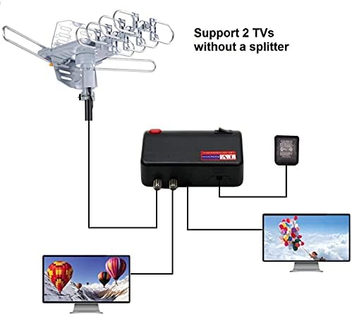 EMatic EDT312Ant HD 1080p motorizirani rotirajući vanjsko pojačano TV antena UHF / VHF / FM / 720p / 1080p / 4K sa 150 milja