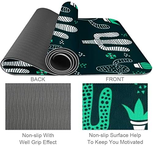 Unicey debela neklizajuća Vježba & amp; fitnes 1/4 prostirka za jogu sa printom zelenog uzorka Kaktusa za Yoga Pilates & amp; Vježba fitnesa na podu