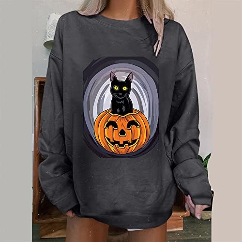 Halloween Dukseri za žene, žene, žene prevelike košulje sa trbuhom Osnovni pulover vrhovi posade Slatki grafički