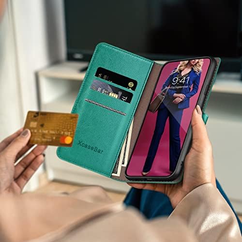 Xcasebar za Moto G Power 2022 5G novčanik slučaj sa【RFID Blokiranje】 držač kreditne kartice, Flip Folio Book PU kožna futrola za telefon Shockproof zaštitni poklopac Žene Muškarci za Power2022 futrola plavo zelena