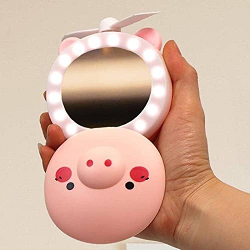 SAXTZDS 3u1 crtani Cute Piggy Mini Kozmetičko ogledalo kompaktna prenosiva džepna ogledala za šminkanje