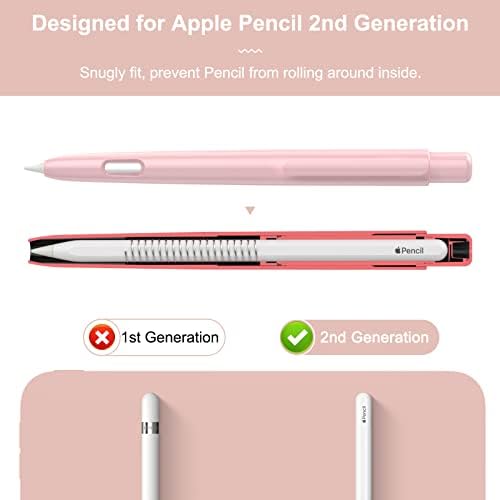 Moko držač kompatibilan sa Apple Pencil 2. generacije, uvlačivi zaštitni poklopac olovke sa čvrstom kopčom za iPad Mini 6 2021 / iPad Air 5th/4th Gen / iPad Pro 11 / Pro 12.9 2021/2020, svijetlo roze
