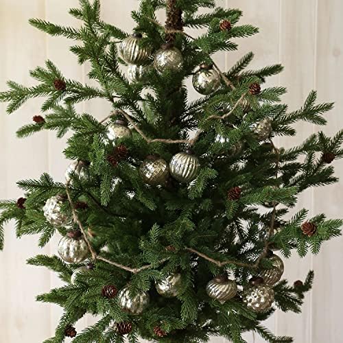 Jedan odmoroki 72-inčni reljefni živa stakleni ukras božićno drvce Garland w / antikni srebrni finiš