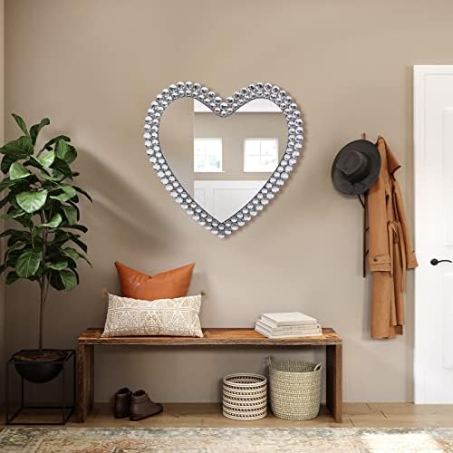 BST FURH ogledalo za srce zidni dekor 24 inča ogledalo u obliku srca ukrasno sa staklenim srcem kristalno