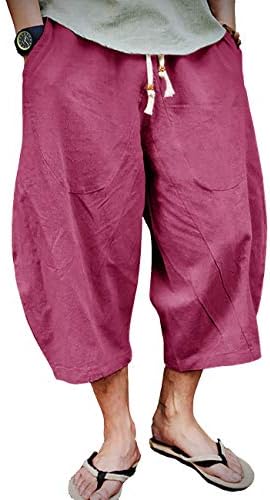 Eklentson Muns Capri duge kratke hlače ispod koljena labavo fit elastični kožerni posteljinski kratkim kratkim satima muškarci