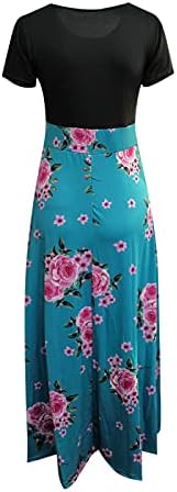 Casual Maxi haljina za žene o vrat kratki rukav Boho cvjetni print haljine dame plaža odmor duga haljina