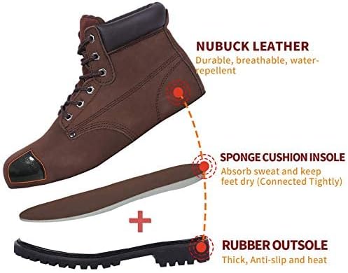BOIWANMA čelične zaštitne čizme za muškarce, udobne široke radne cipele izdržljive kožne neklizajuće