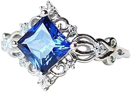 2023 Novi prsten plavi prsten saphire oblik ringdiamond Squar prsten Dijamantni prsten dijamantski