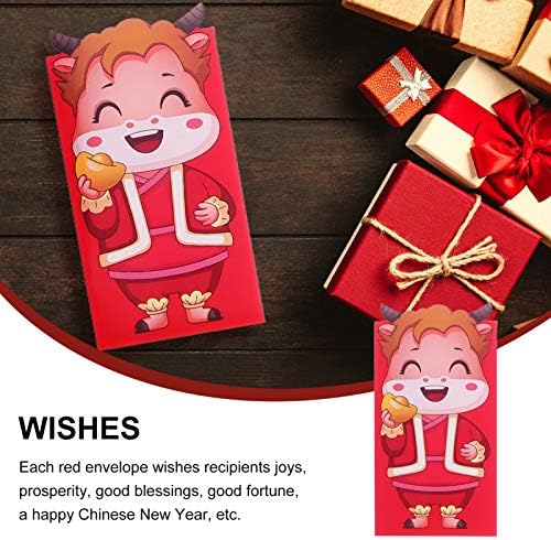 KESYOO 12kom kineske Nove godine crvene koverte 2021 Kineski Zodijak Ox godina godina novčani paketi Kineski crveni paketi Hong Bao za stil rođendana vjenčanja 1
