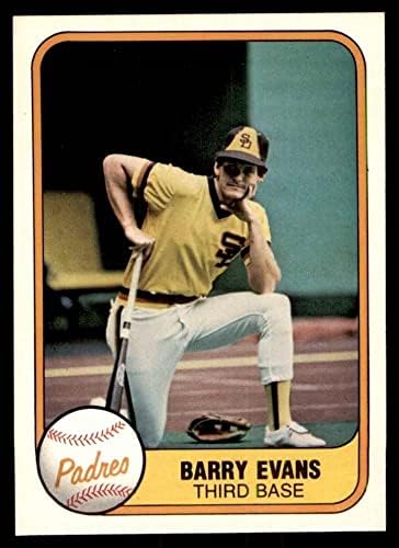 1981 Fleer # 499 Barry Evans San Diego Padres Nm / Mt Padres