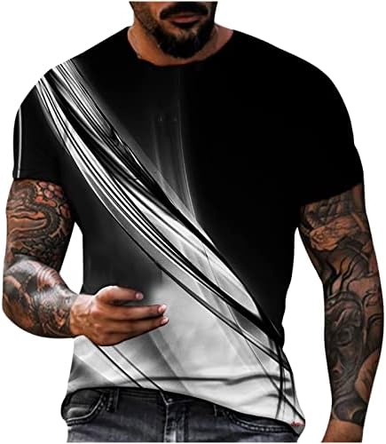 Muška majica kratkih rukava, Ležerni okrugli vrat Svjetlo 3D digitalni ispis Pulover fitness Sports Majica