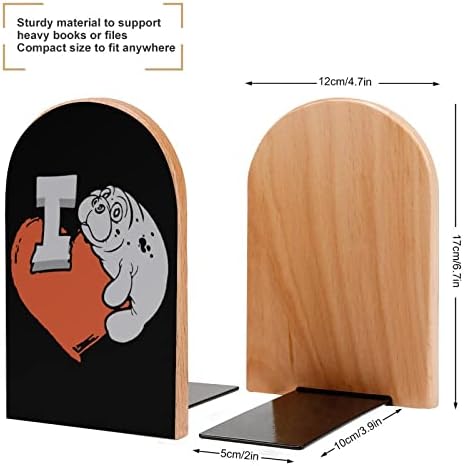 Manatee Heart Wood Decorative Bookends Non-Skid Book End za police 1 par 7 X 5 inča