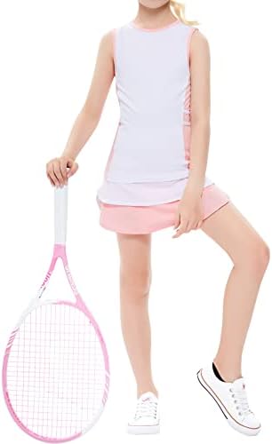 Lionjie Kids Girls Tenis Golf Outfit bez rukava Termpen Torp Skorts suknje Atletski setovi sa džepovima za kratke