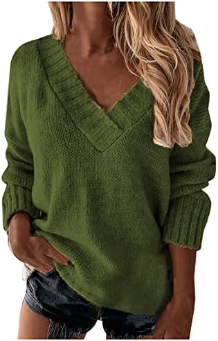 Ženski džemperi Boja Podesna glava V-izrez Topla dugačka rukava TOP jesen i zimski pulover vrhovi opruga