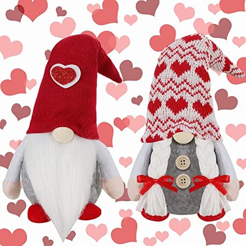 Wiqedoha 2 kom. Valentine Dan Dekoracija Valentine Gnomi Plišani ukrasi Valentines Početna Tabela ELF Gnomes