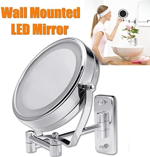 WALNUTA kupatilo za brijanje ogledalo za šminkanje sa LED svetlima zidni nosač sa dve strane na proširivanje