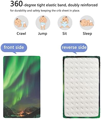 Norveški tematski posteljini, prenosivi mini krevetići listovi mekani mali madrac ploča za madrac sa krevetom ili kreveta za madrac ili toddler, 24 x38, lipe zelena i tamna lavanda