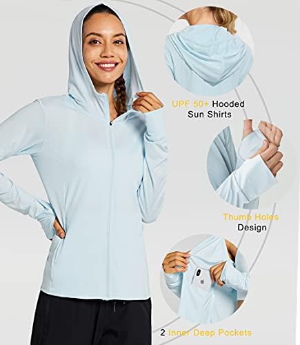 Libin ženski puni zip upf 50+ 50+ zaštita od sunca kapuljač jakna dugih rukava za sunčanje pješačenje na otvorenom sa džepovima