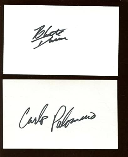Roberto Duran & Carlos Palomino potpisali su nebitne indeksne kartice + fotografija B & E Holo - autogramirane