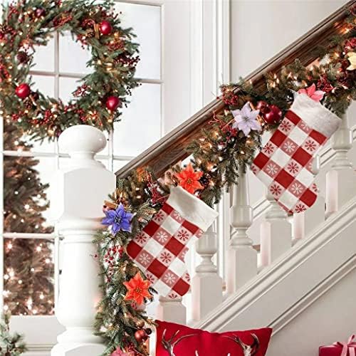 WXBDD Božićne snježne pahuljice crvene plairane božićne čarape Božićne ukrase za kućni Xmas Tree Viseći ukrasi