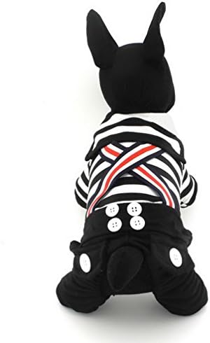 Smalllee_lucky_store Pet Cat Pas Stripes Sailor Strap Kostim Kostim Mali pas odjeća crna XS