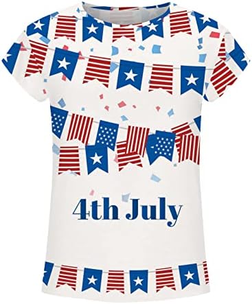 Košulje od 4. jula Žene Američka zastava Ispiši casual bluza Kapa kratki rukav majica Trendi Ljetni patriotski