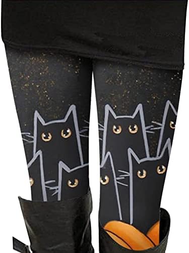 Wocachi Halloween gamaše za žene, ženske crne mačke pukotine od tiskanih tajica ultra meke elastične bešavne tajice