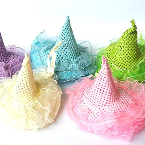 Male slamnate tkane korpe sa mrežastom torbom od organze 6 kom-Mini korpe u boji za bombone - Party dekoracije